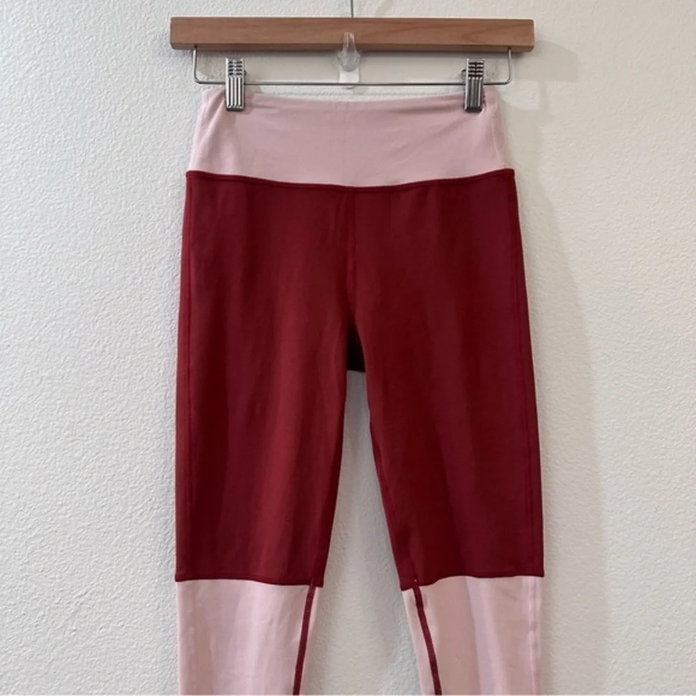 Varley Swathmore Colorblock Leggings Size XXS Red Pink Ruched‎ Hem